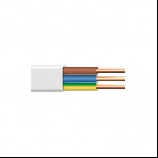Elektros kabelis 3x1.5mm² HDXSp Dca monolitinis, plokščias, behalogenis (nedegus) baltas (white)